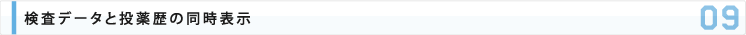 検査データと投薬歴の同時表示